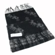 【COACH】新款格紋、馬車雙面羊毛圍巾(雙面黑灰)