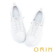 【ORIN】牛皮燙鑽免綁帶厚底休閒鞋(白色)