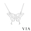 【VIA】白鋼項鍊 縷空項鍊/昆蟲系列 縷空線條典雅蝴蝶造型白鋼項鍊(鋼色)