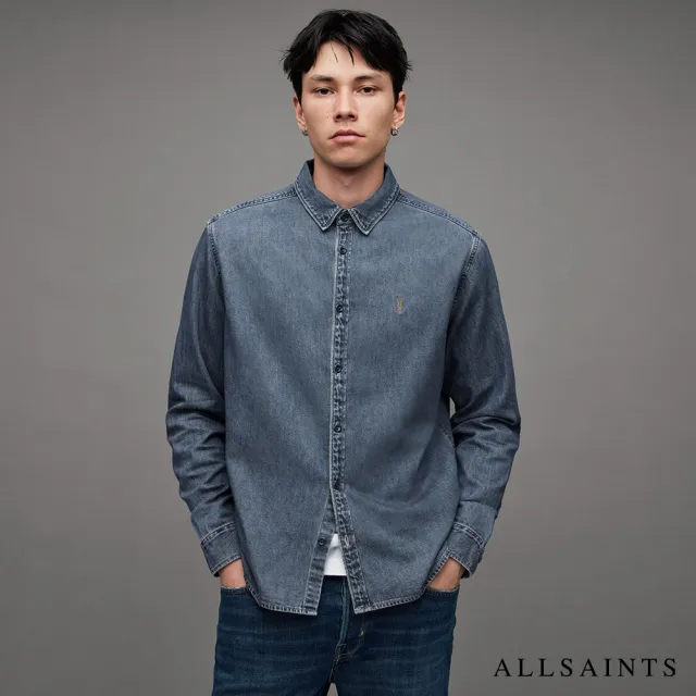 【ALLSAINTS】ELM 公羊頭骨牛仔長袖襯衫 MR005Z(舒適版型)