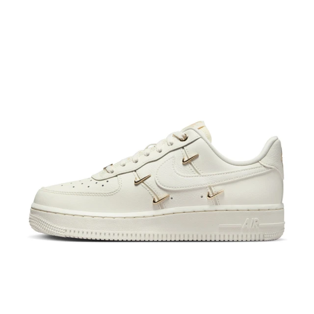 NIKE 耐吉 Wmns Air Force 1 Mini Gold 休閒鞋 女鞋 米白 小金勾 四勾 炫雅(FV3654-111)