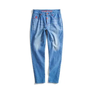 【EDWIN】男裝 大師系列 JERSEYS迦績 口袋印花超彈性錐形褲(拔洗藍)