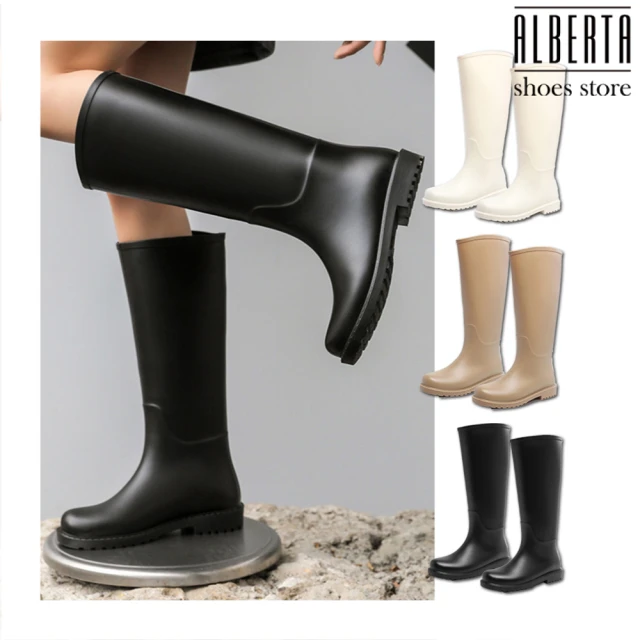 AlbertaAlberta 雨鞋 跟高3cm 高筒防水雨鞋女騎士靴女生赶海水鞋長靴水靴 水產養殖靴 洗車長靴