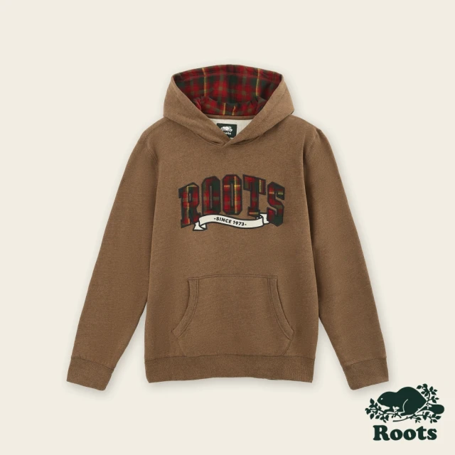 Roots Roots男裝-經典小木屋系列 刺繡貼布連帽上衣(駝色)