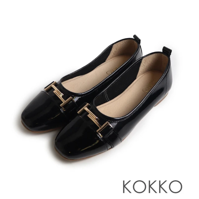 KOKKO 集團KOKKO 集團 簡約大方T飾扣拼接超柔軟包鞋(黑色)