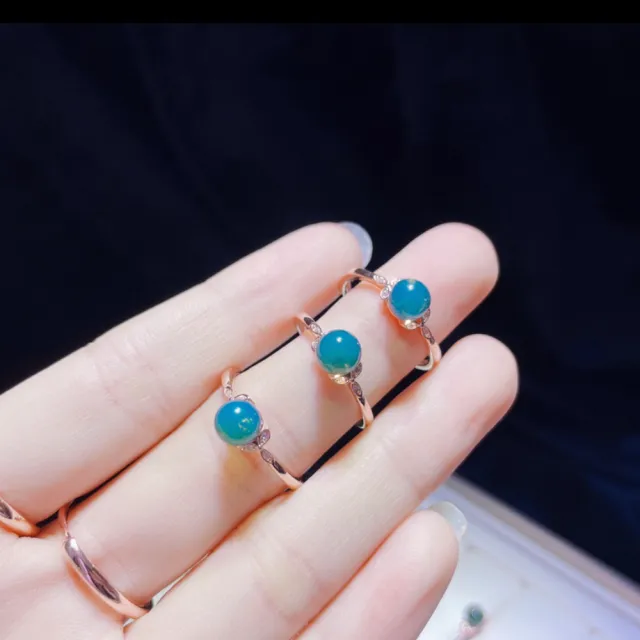 【勝弘珠寶】多明尼加藍珀精簡小葉戒指-6mm