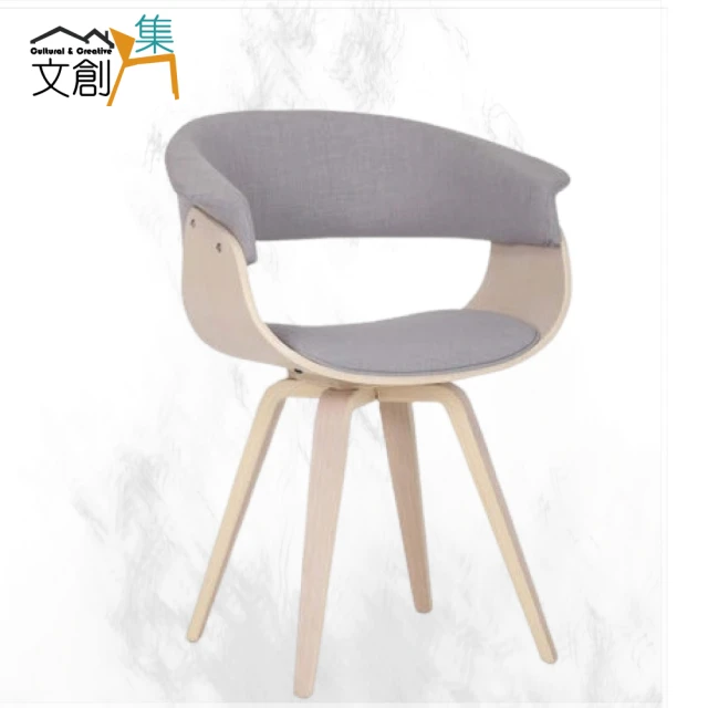 文創集文創集 特艾瑪歐風棉麻布實木造型餐椅(二色可選)