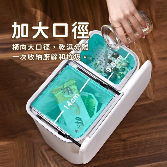 【廚幫手】乾溼分離壁掛垃圾桶(廚餘垃圾桶 廚房垃圾桶 壁掛垃圾桶 廚餘桶 分類垃圾桶 垃圾桶)