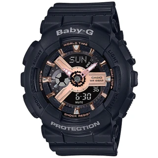 【CASIO 卡西歐】BABY-G 街頭潮流雙顯錶(BA-110RG-1A)