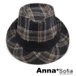 【AnnaSofia】紳士帽爵士帽禮帽-英倫格紋 現貨(駝虛線格系)