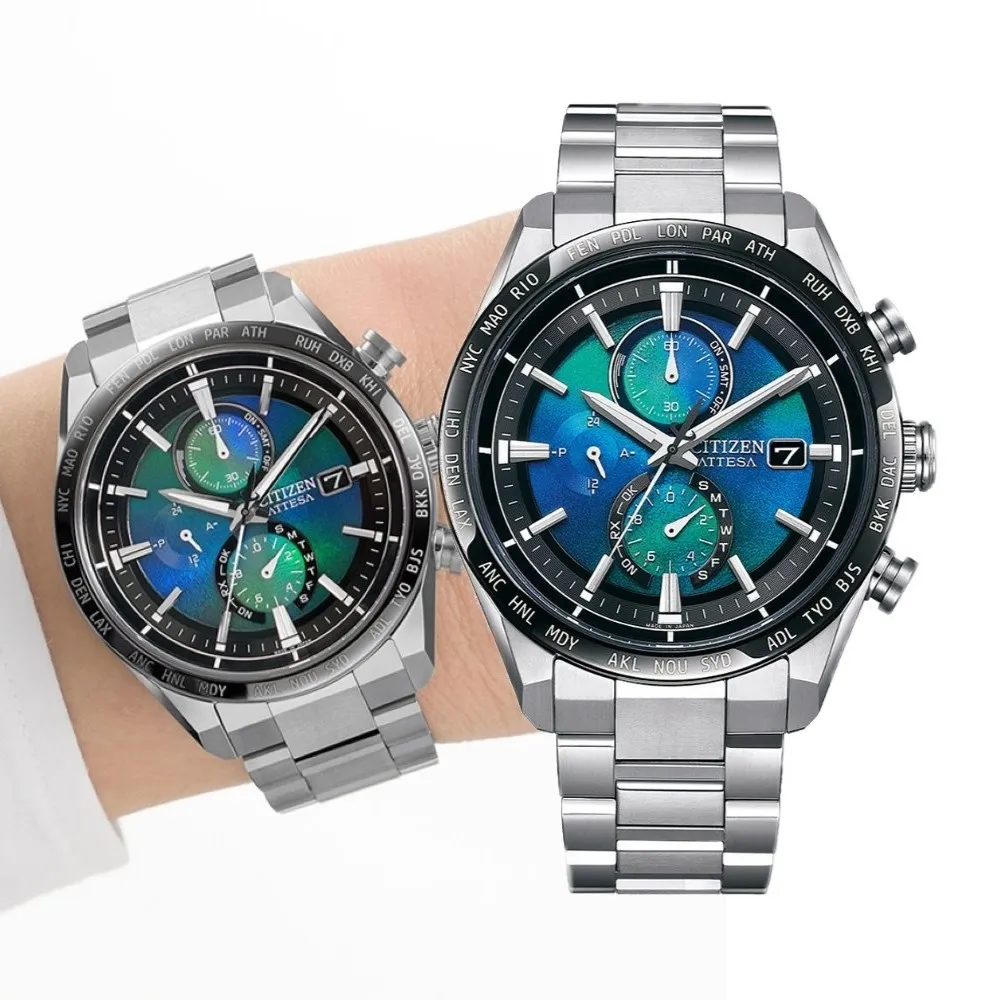 【CITIZEN 星辰】GENTS系列 千彩之海 鈦金屬 光動能電波 計時手錶(AT8188-64L)