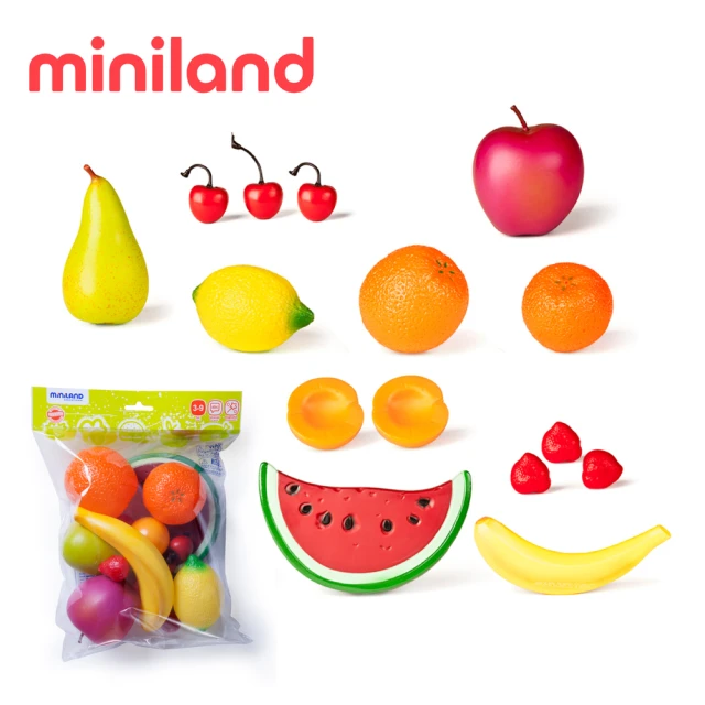【西班牙Miniland】新鮮水果15件組(扮家家酒/角色扮演/西班牙原裝進口)