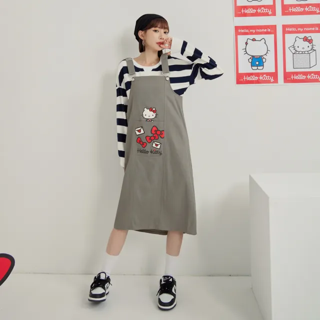 【OB 嚴選】KITTY潮流經典全彩口袋印花吊帶裙 《IK0023》