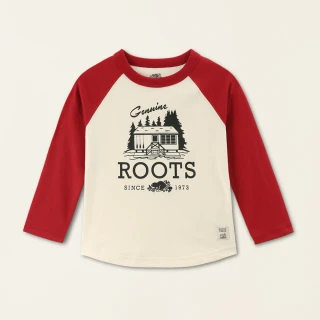 【Roots】Roots小童-經典小木屋系列 經典LOGO棒球T恤(米白色)