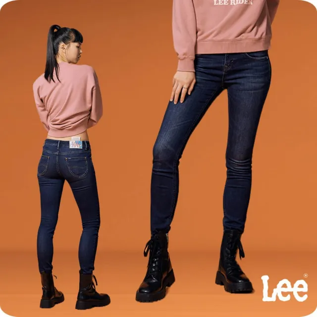 【Lee】女裝 牛仔褲 / 418 中腰緊身窄管 深藍洗水 / 101+ 系列(LB317102964)