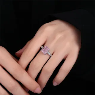 【KT DADA】方形戒指 粉鑽戒指 女生生日禮物 戒指 純銀戒指 鑽戒 寶石戒指 鑽石戒指 復古戒指 可愛戒指