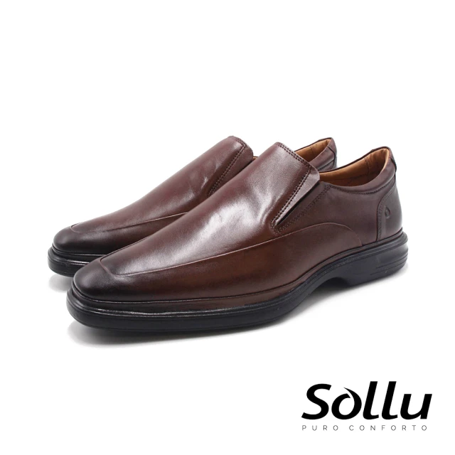 SAPATOTERAPIA Sollu 真皮小方頭輕盈舒適記憶墊皮鞋 男鞋(咖啡)