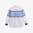 【Arnold Palmer 雨傘】男裝-橫條紋撞色拼接設計長袖襯衫(白色)