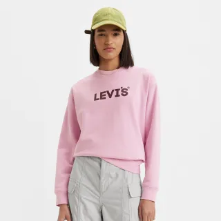 【LEVIS 官方旗艦】女款 寬鬆版大學T /  深色Logo / 400GSM厚棉 粉紅 熱賣單品 18686-0188