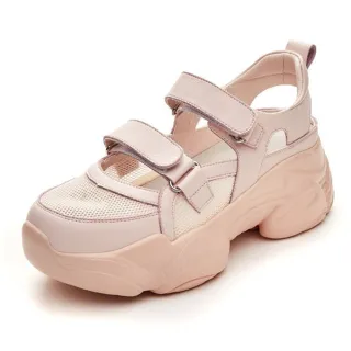 【AVICE 艾薇斯】★真皮透氣網面厚底涼拖鞋(休閒鞋/舒適/運動鞋/輕便)