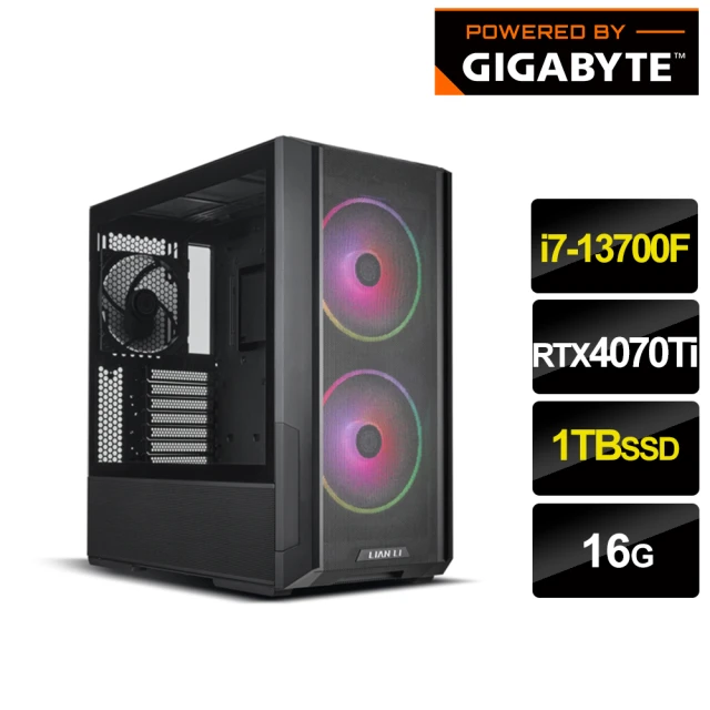 技嘉平台 i7十六核GeForce RTX4070Ti{犀牛戰將i713100}電競機(i7-13700F/Z790/16G/1TB SSD)