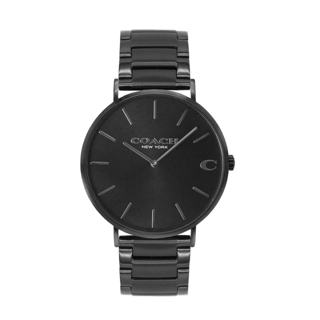 COACHCOACH 黑色系 C字 鋼帶腕錶 男錶 手錶(CO14602431)