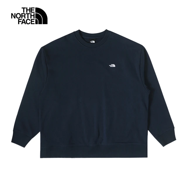 The North Face 北面UE男款藍色純棉經典品牌刺繡LOGO長袖大學T｜83PU8K2