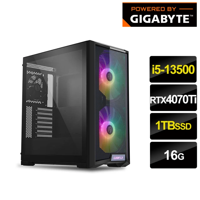 技嘉平台技嘉平台 i5十四核GeForceRTX4070Ti{犀牛戰將i513144}電競機(i5-13500/B760/16G DDR5/1TB)