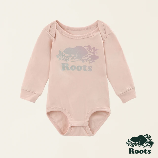 RootsRoots Roots嬰兒-金蔥海狸系列 漸層海狸有機棉包屁衣(粉紅色)