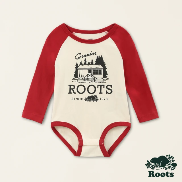 RootsRoots Roots嬰兒-經典小木屋系列 經典LOGO包屁衣(米白色)