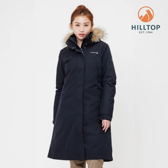 Hilltop 山頂鳥 GORE-TEX 施華洛世奇水鑽保暖蓄熱羽絨防潑可拆帽長版大衣外套 女款 黑｜PF21XF92ECAA