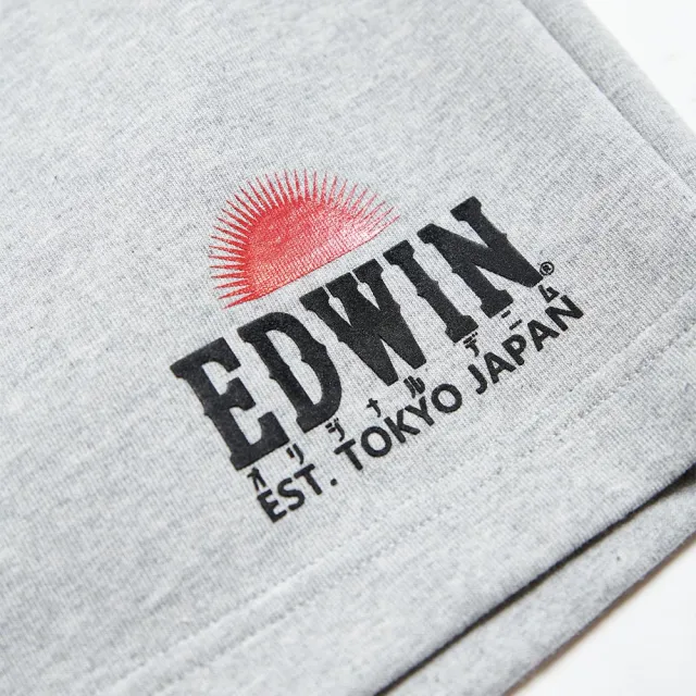 【EDWIN】男裝 日落休閒運動抽繩短褲(銀灰色)