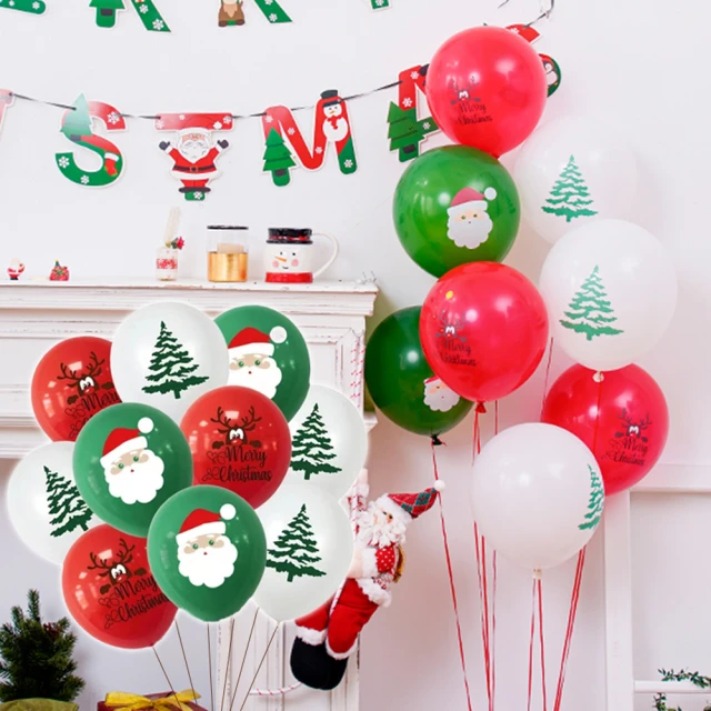 聖誕節佈置12吋聖誕乳膠氣球30顆(聖誕節 派對 布置 聖誕 耶誕 氣球 裝飾 佈置)