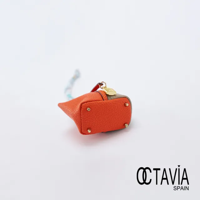 【OCTAVIA 8】帶鎖雙拼色迷你牛皮小籃子吊飾 共五色