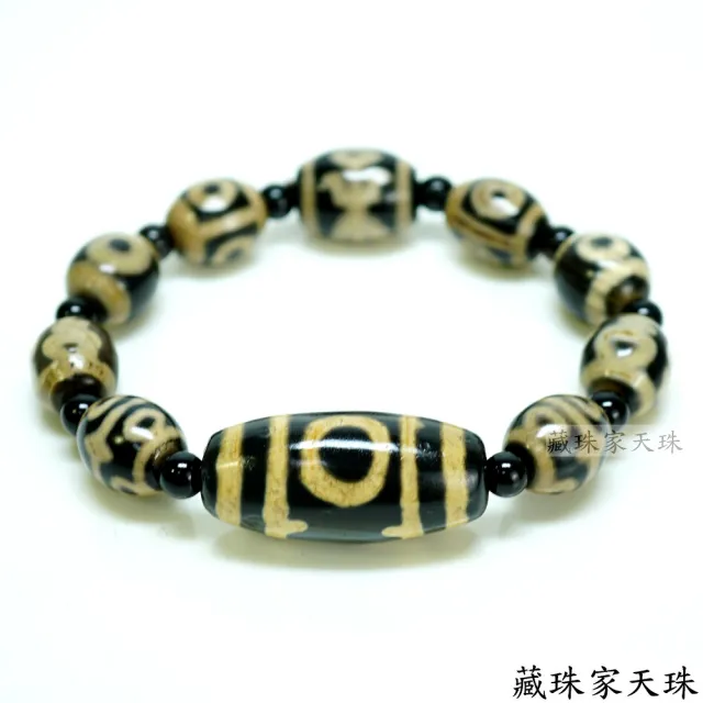 dZi beadsジービーズ 西蔵 玉髄 上肯 龍紋 金剛虎牙十七眼天珠 藏珠家】黑玉髓壽一眼+蓮花虎牙+寶瓶+天地+三眼+貴人天珠手鍊組- momo