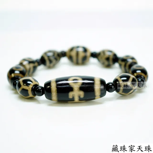 【藏珠家】黑玉髓貴人+長壽珠+三眼+兩眼天地+閃電虎牙+虎牙天珠手鍊組
