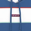 【LEVIS 官方旗艦】男款 寬鬆版刷毛帽T / 迷你方形徽章Logo 藍白條紋 熱賣單品 A4233-0006