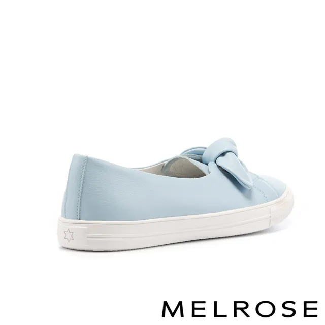 【MELROSE】美樂斯 簡約氣質蝴蝶結牛皮厚底休閒鞋(藍)