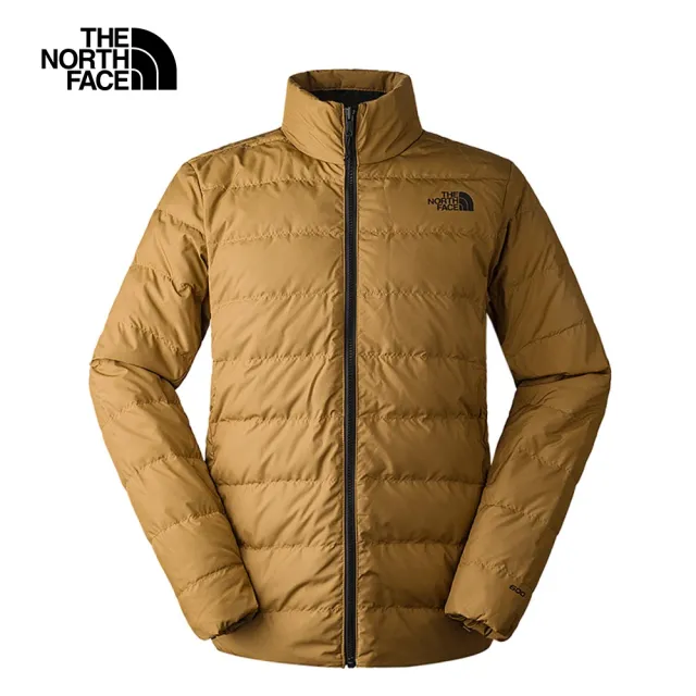 【The North Face 官方旗艦】北面男款棕色防水透氣保暖連帽三合一外套｜83SLYW3(內搭羽絨款)