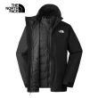 【The North Face 官方旗艦】北面男款黑色防水透氣保暖連帽三合一外套｜83SLKX7(內搭羽絨款)