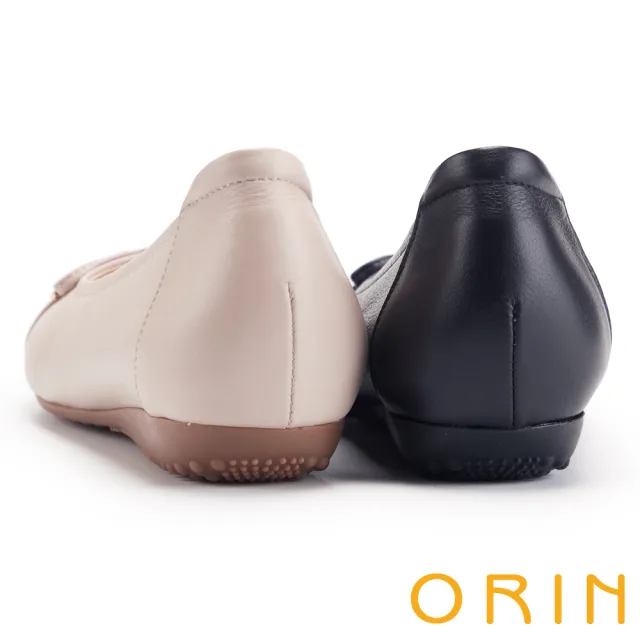 【ORIN】真皮蝴蝶結平底鞋(黑色)