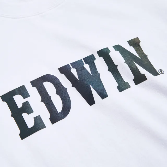 【EDWIN】男裝 七彩反光LOGO短袖T恤(白色)