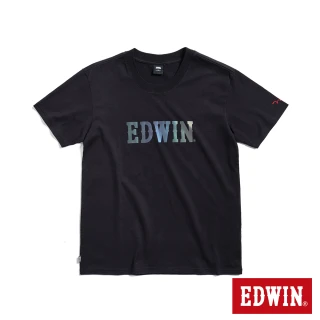 【EDWIN】男裝 七彩反光LOGO短袖T恤(黑色)