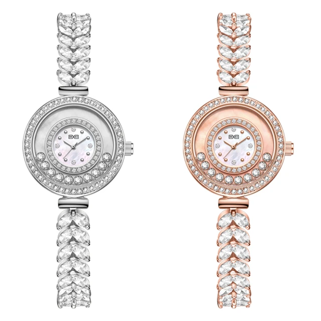 GUESS 白面 玫瑰金殼 晶鑽方型腕錶 牛仔鍊式不鏽鋼錶帶