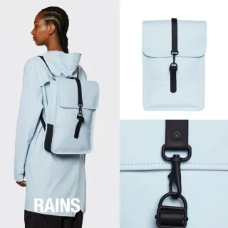 【RAINS官方直營】Backpack Mini 經典防水迷你版長型後背包(Sky 晴空藍)