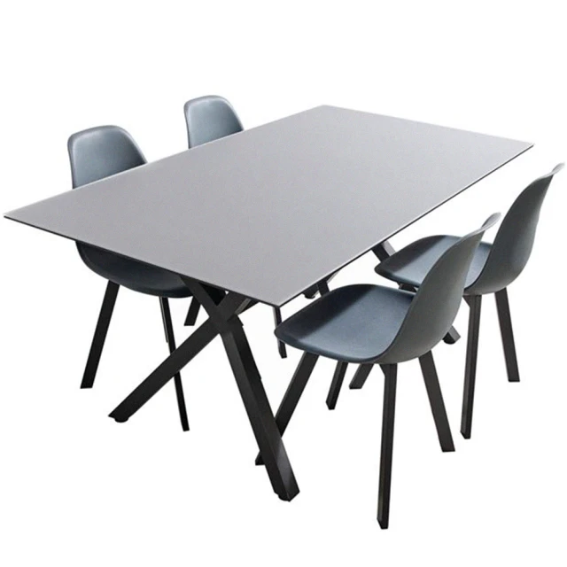 【YU Living 信歐傢居】北歐現代簡約玻璃餐桌 會議桌 吧檯桌(灰色/長220cm)