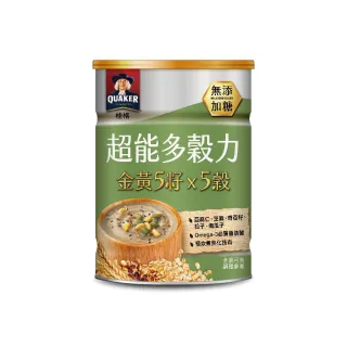 【QUAKER 桂格】超能多穀力金黃5籽x5穀-無添加糖(390g/罐)