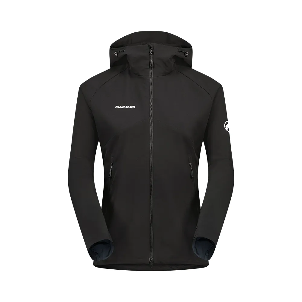 【Mammut 長毛象】Macun 2.0 SO Hooded Jacket AF W 日系防潑水軟殼連帽外套 黑色 女款 #1011-00802