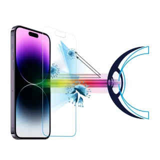 【RetinaGuard 視網盾】iPhone 15 Pro 抗菌防藍光玻璃保護膜(6.1吋)