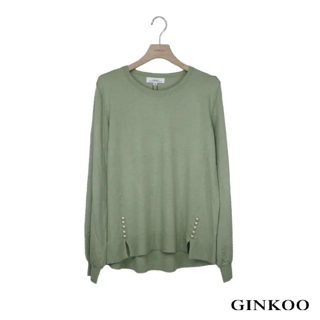 【GINKOO 俊克】下襬珍珠針織上衣